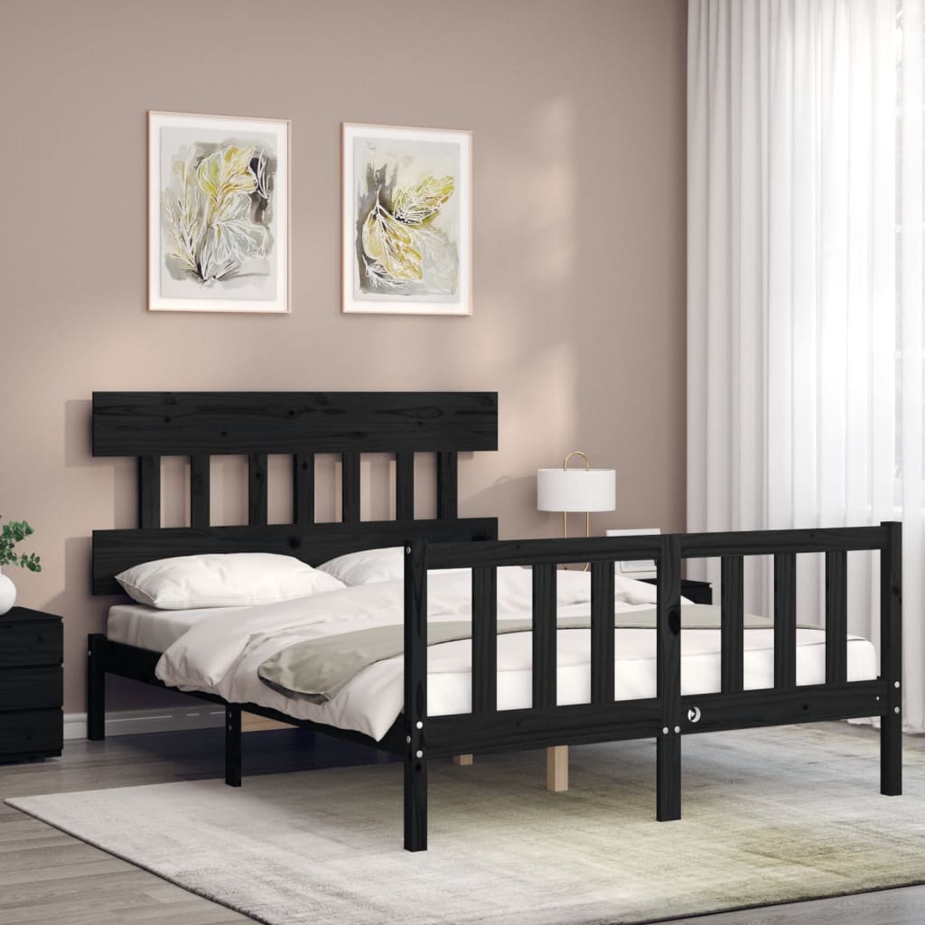 8720845984854_g_en_hd_1 vidaXL Bed Frame without Mattress Black 135x190 cm Solid Wood Pine - Image 3