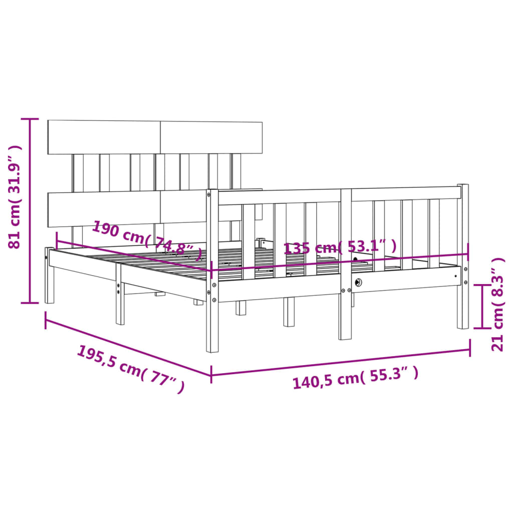 8720845984854_g_en_hd_10 vidaXL Bed Frame without Mattress Black 135x190 cm Solid Wood Pine - Image 12