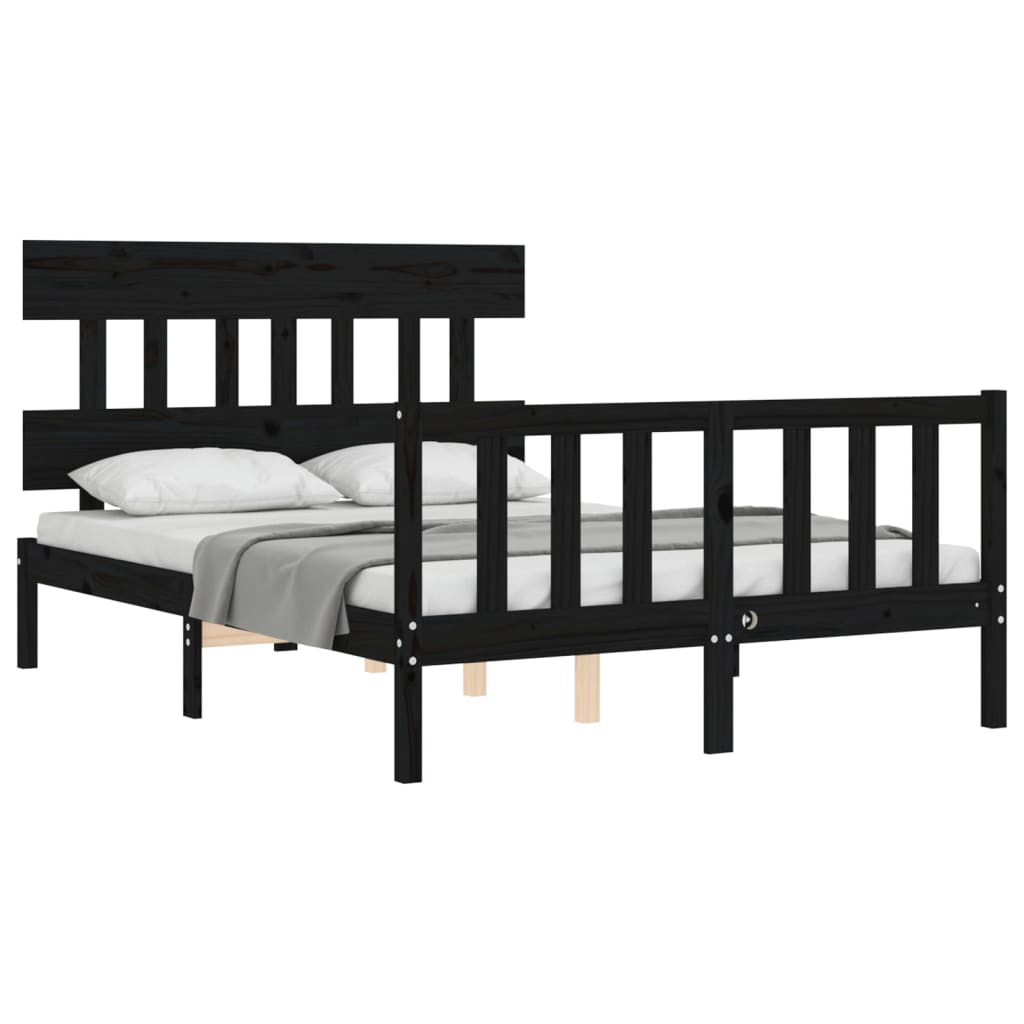 8720845984854_g_en_hd_2 vidaXL Bed Frame without Mattress Black 135x190 cm Solid Wood Pine - Image 4
