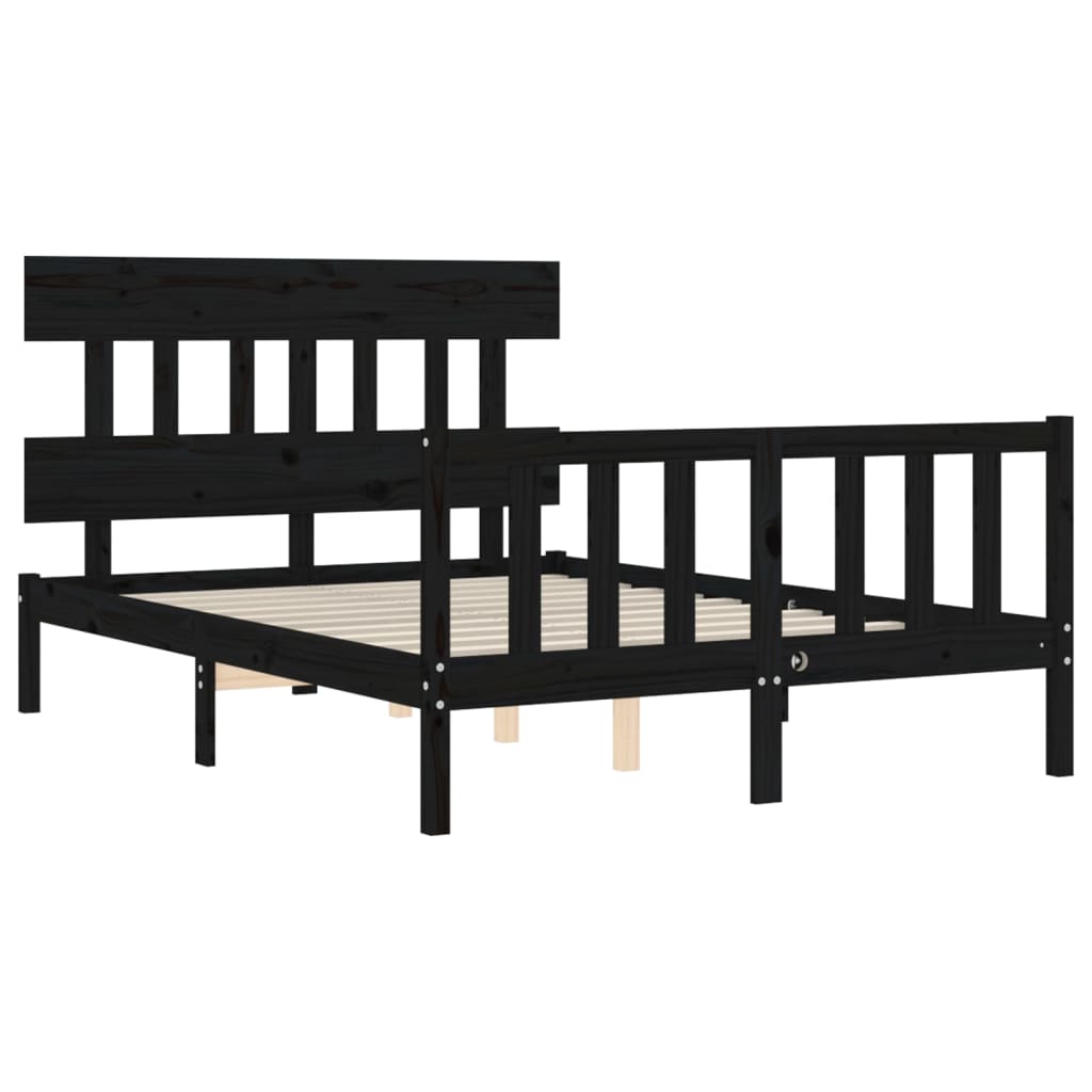 8720845984854_g_en_hd_3 vidaXL Bed Frame without Mattress Black 135x190 cm Solid Wood Pine - Image 5