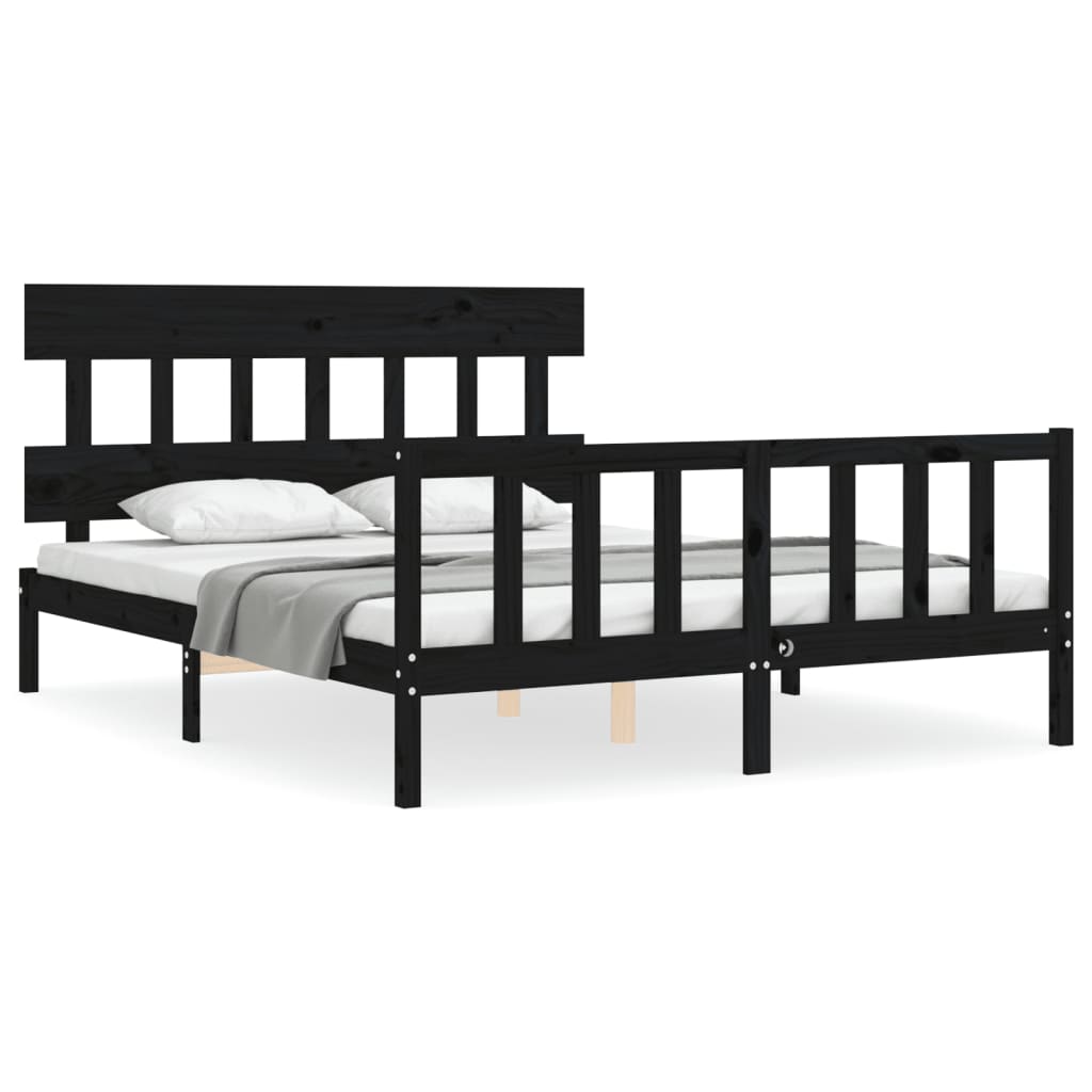 8720845985158_a_en_hd_1 vidaXL Bed Frame without Mattress Black 150x200 cm Solid Wood Pine - Image 2