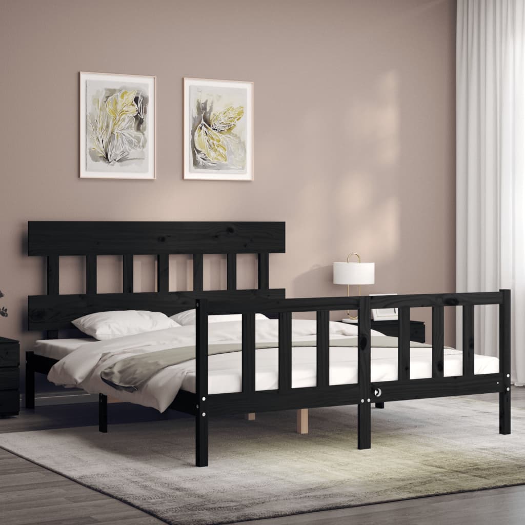 8720845985158_g_en_hd_1 vidaXL Bed Frame without Mattress Black 150x200 cm Solid Wood Pine - Image 3