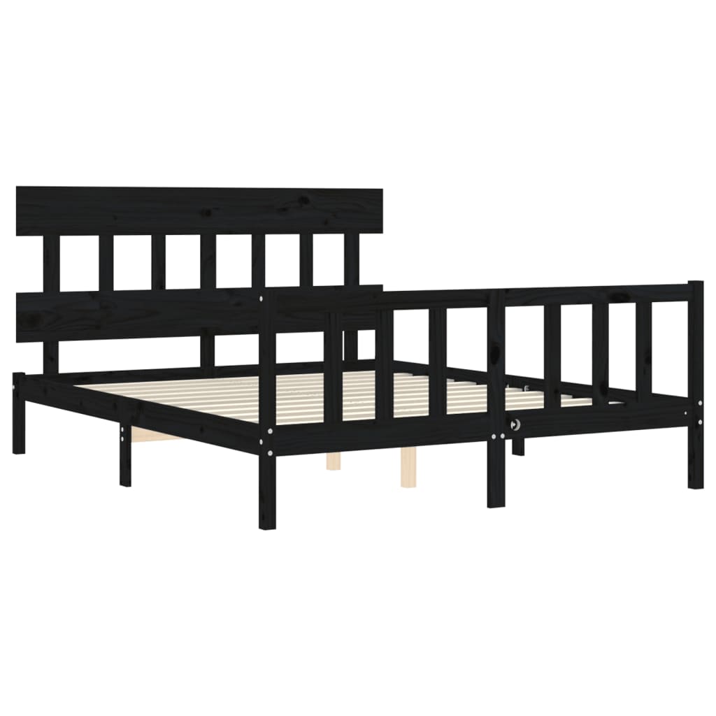 8720845985158_g_en_hd_3 vidaXL Bed Frame without Mattress Black 150x200 cm Solid Wood Pine - Image 5