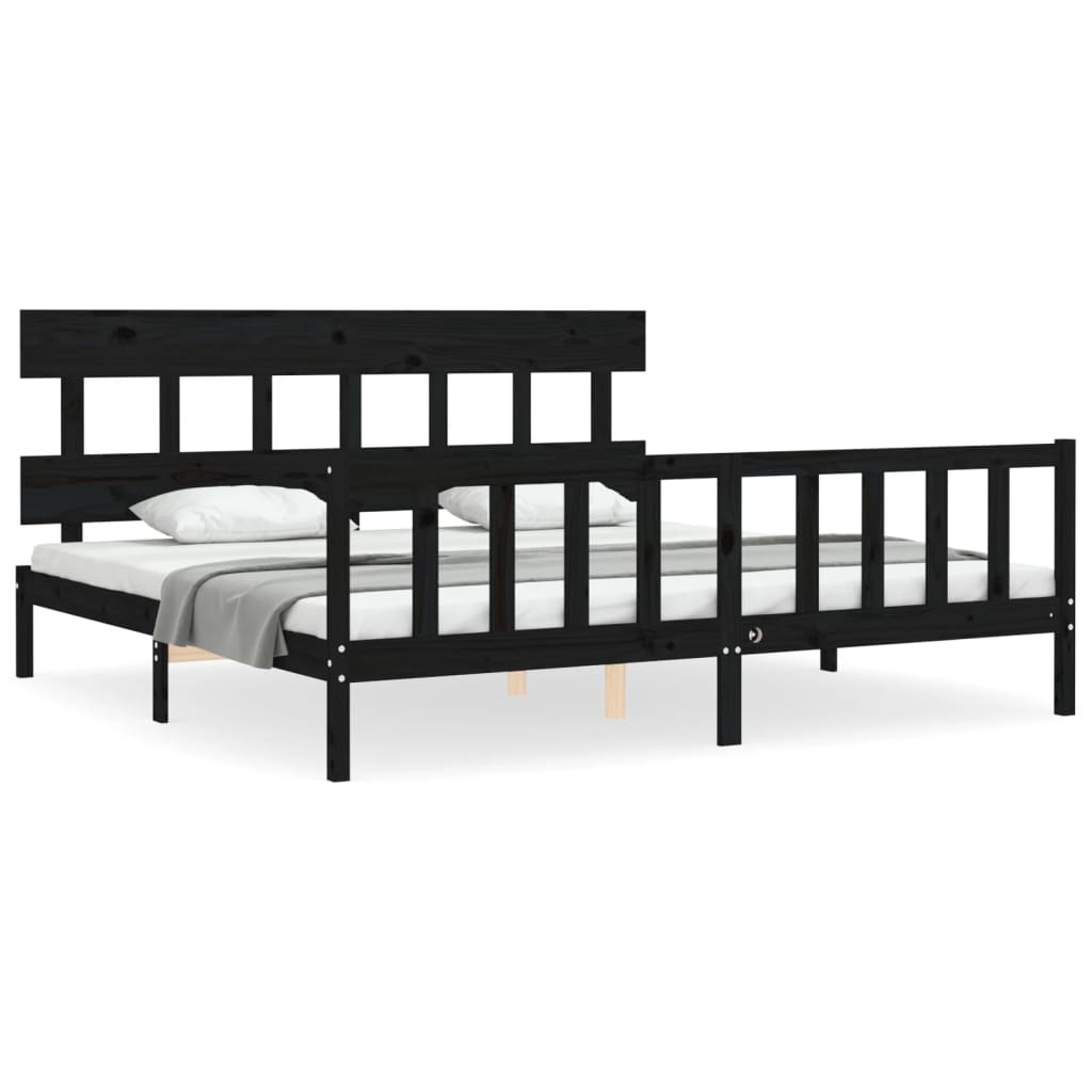 8720845985257_a_en_hd_1 vidaXL Bed Frame without Mattress Black 183x203 cm King Solid Wood Pine - Image 2