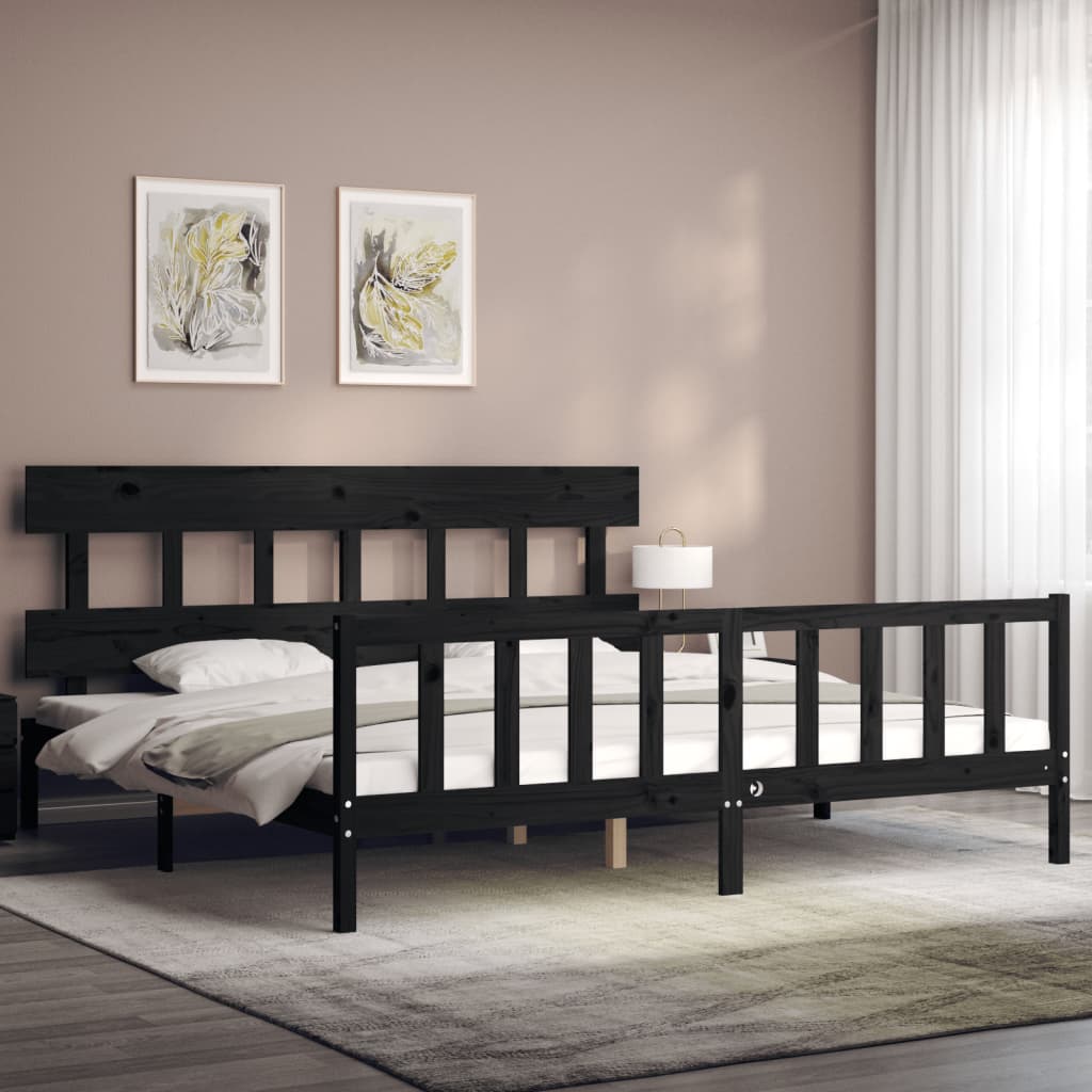 8720845985257_g_en_hd_1 vidaXL Bed Frame without Mattress Black 183x203 cm King Solid Wood Pine - Image 3