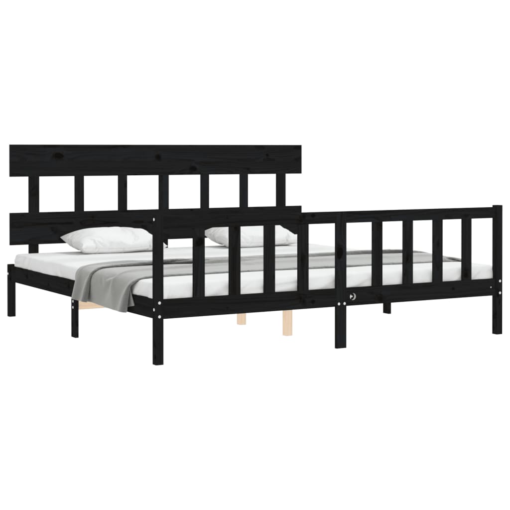 8720845985257_g_en_hd_2 vidaXL Bed Frame without Mattress Black 183x203 cm King Solid Wood Pine - Image 4