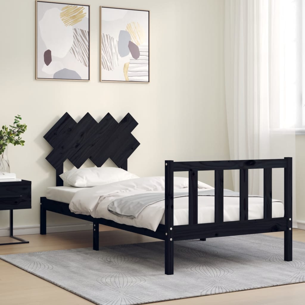 8720845986056_g_en_hd_1 vidaXL Bed Frame without Mattress Black 90x190 cm Solid Wood Pine - Image 3
