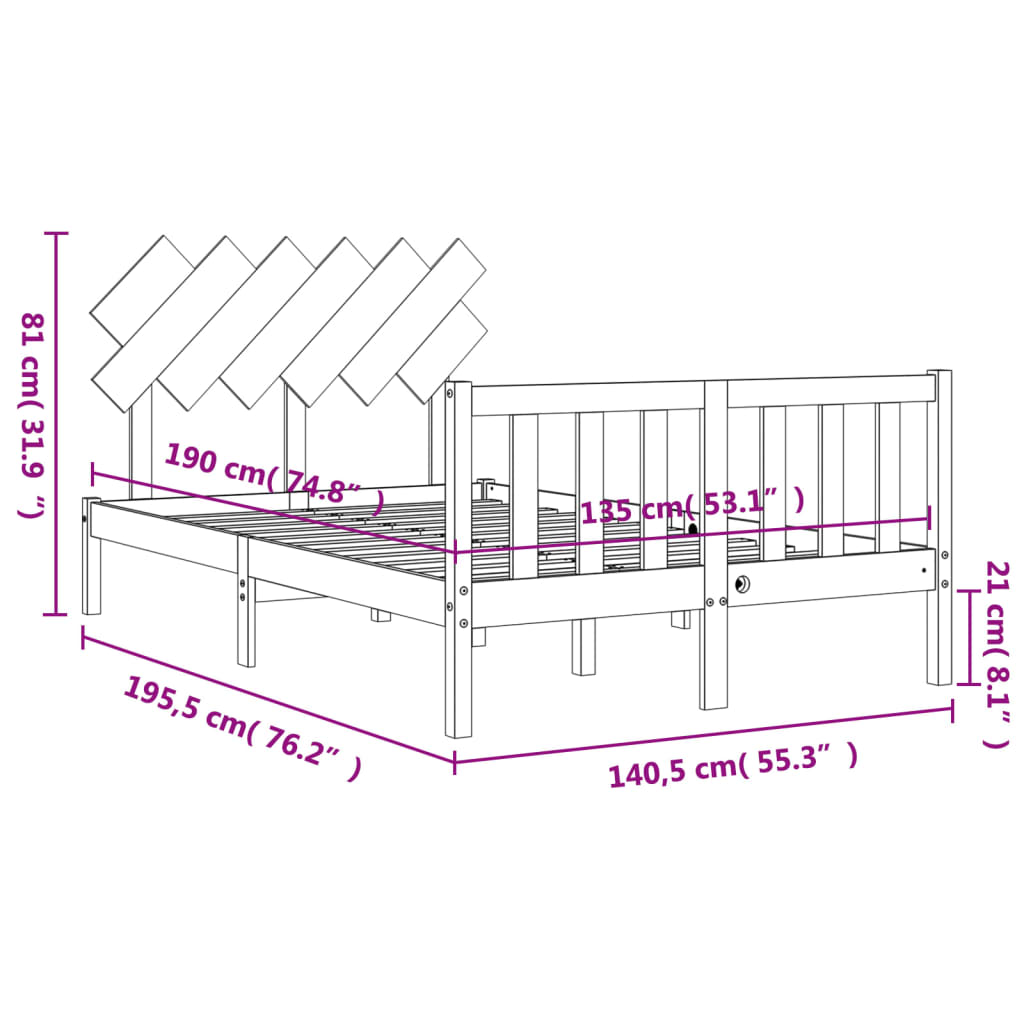 8720845986155_g_en_hd_10 vidaXL Bed Frame without Mattress Black 135x190 cm Solid Wood Pine - Image 12