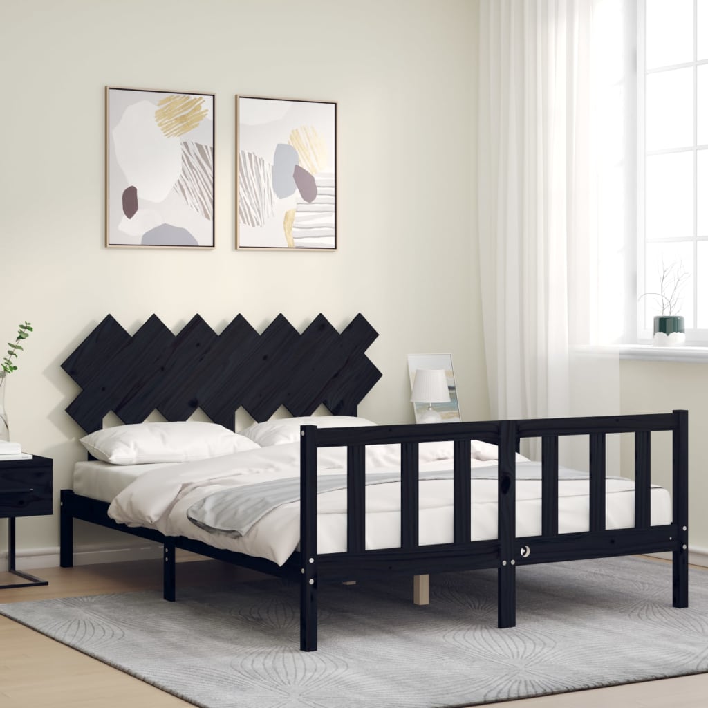 8720845986452_g_en_hd_1 vidaXL Bed Frame without Mattress Black 150x200 cm Solid Wood Pine - Image 3