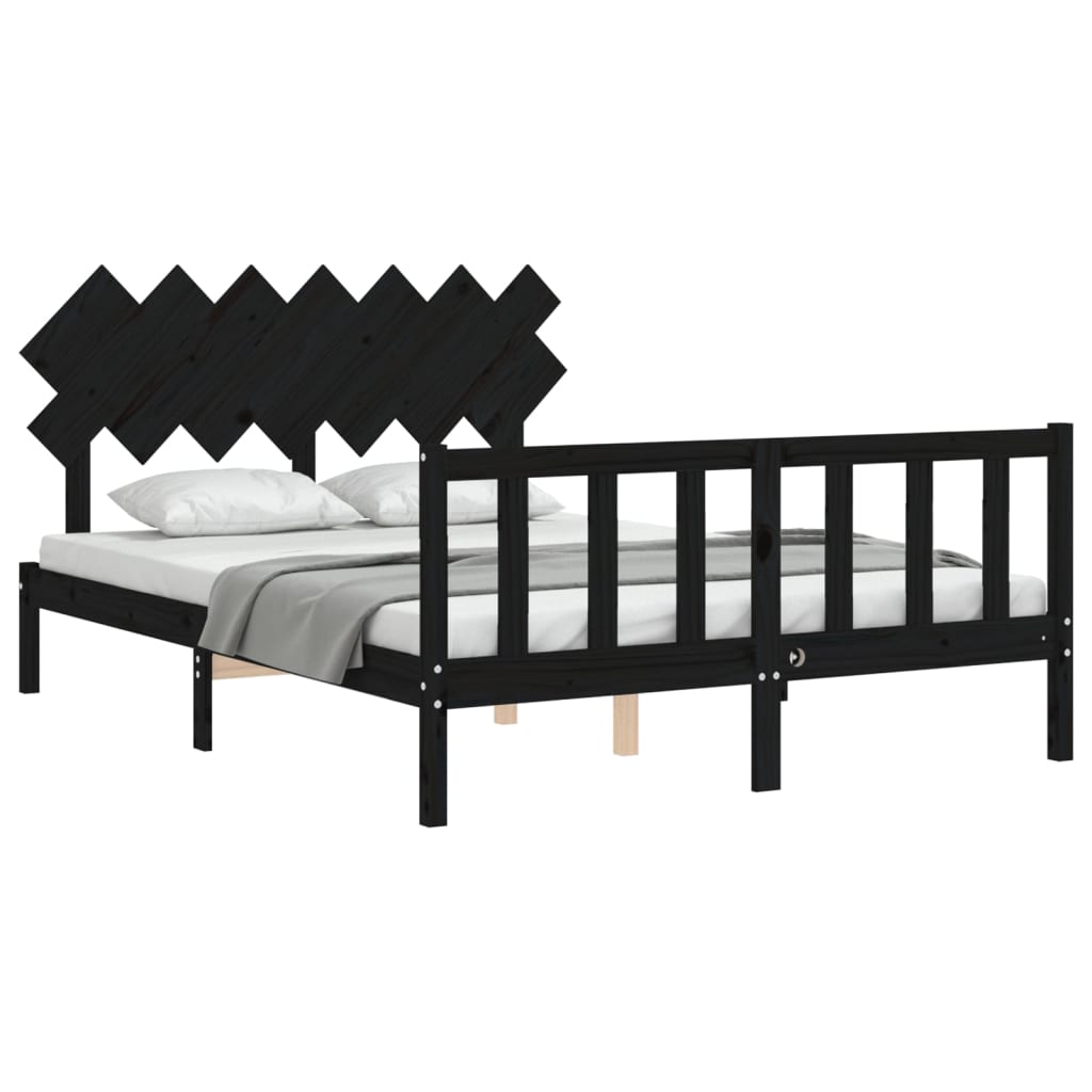 8720845986452_g_en_hd_2 vidaXL Bed Frame without Mattress Black 150x200 cm Solid Wood Pine - Image 4