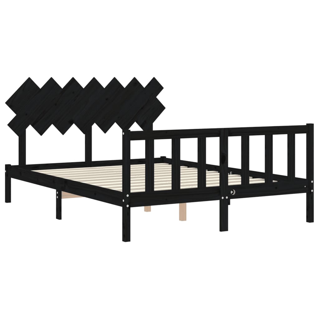 8720845986452_g_en_hd_3 vidaXL Bed Frame without Mattress Black 150x200 cm Solid Wood Pine - Image 5