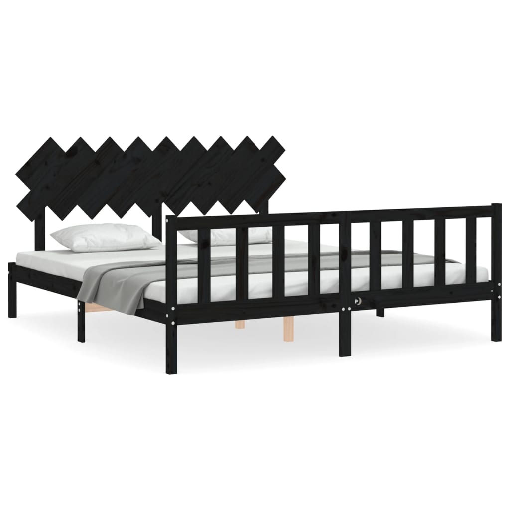 8720845986551_a_en_hd_1 vidaXL Bed Frame without Mattress Black 183x203 cm King Solid Wood Pine - Image 2