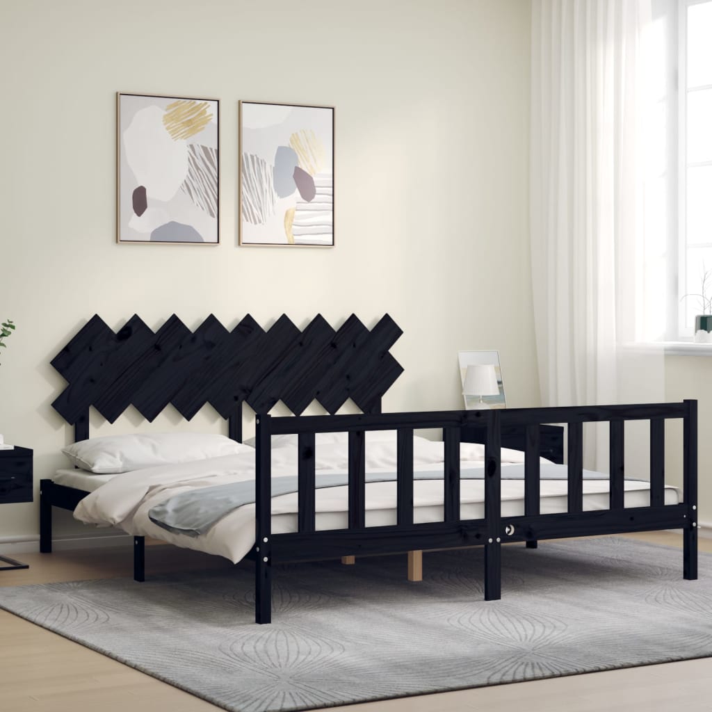 8720845986551_g_en_hd_1 vidaXL Bed Frame without Mattress Black 183x203 cm King Solid Wood Pine - Image 3