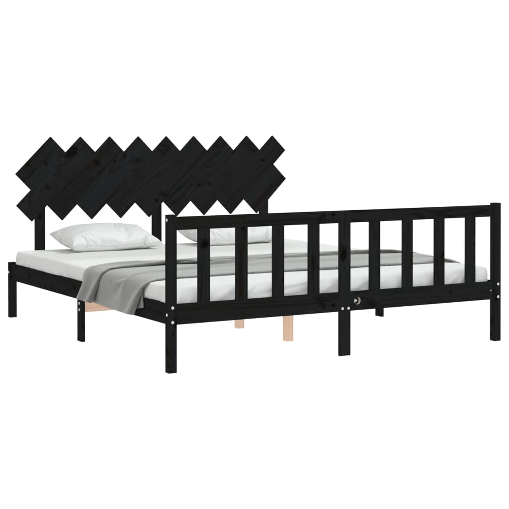 8720845986551_g_en_hd_2 vidaXL Bed Frame without Mattress Black 183x203 cm King Solid Wood Pine - Image 4