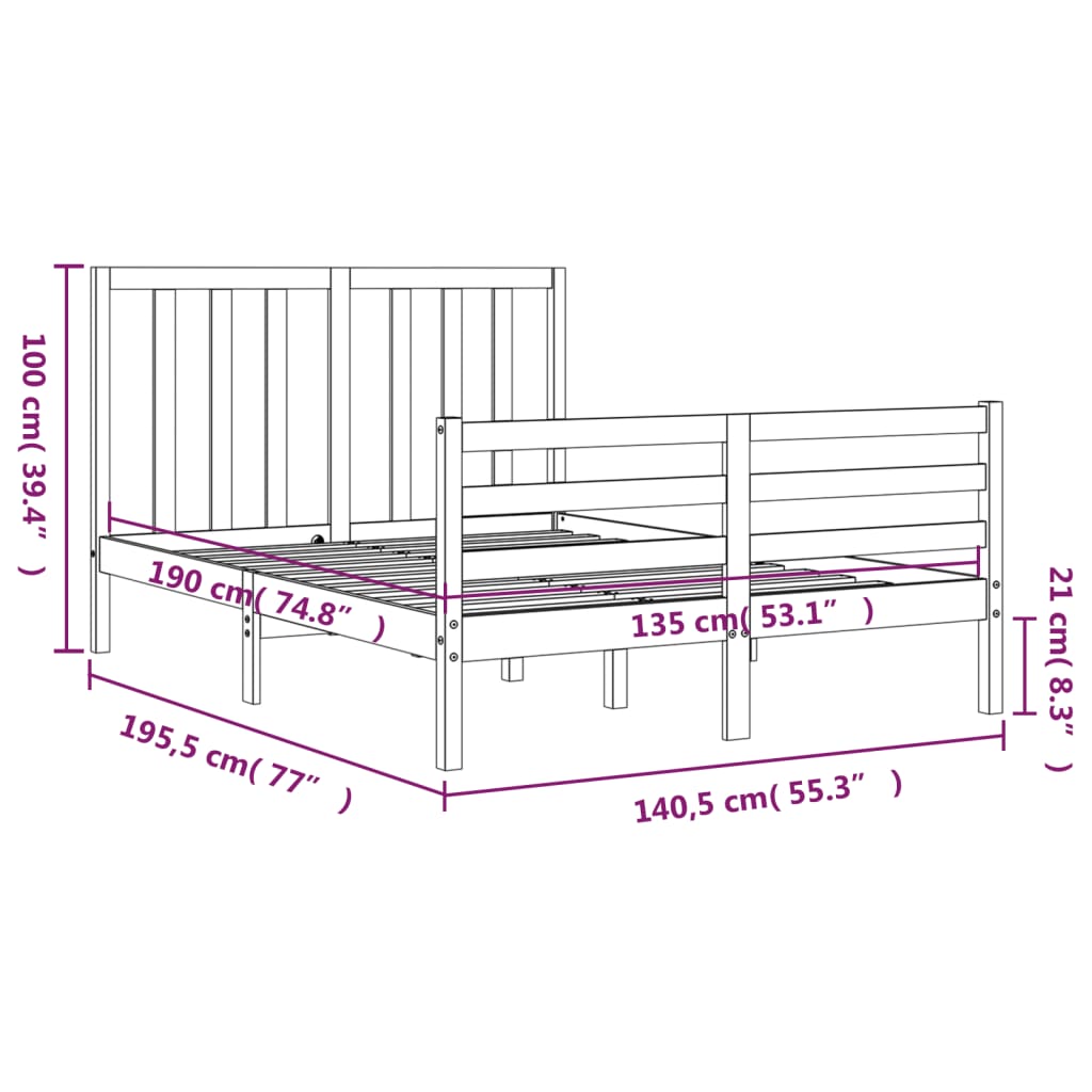 8720845989378_g_en_hd_10 vidaXL Bed Frame without Mattress White 135x190 cm Solid Wood Pine - Image 12