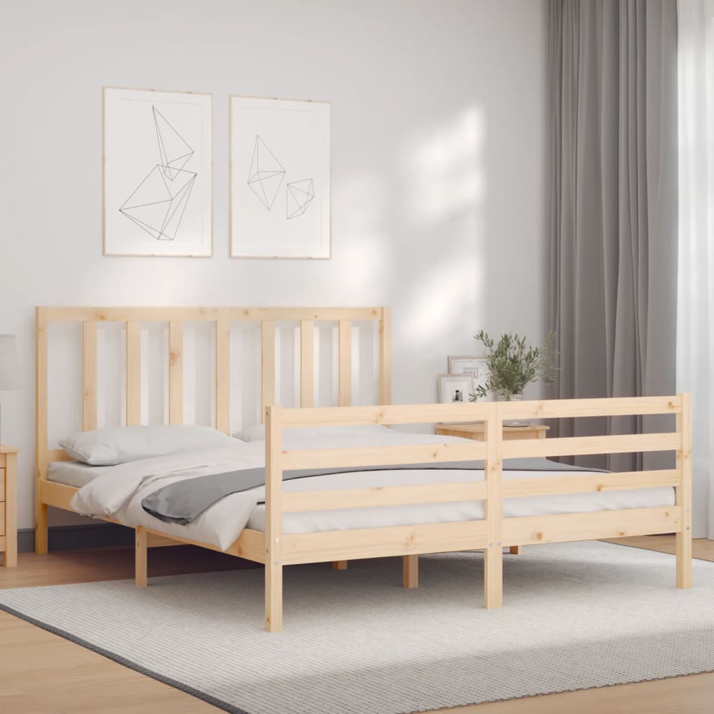 8720845990312_g_en_hd_1 vidaXL Bed Frame without Mattress 150x200 cm Solid Wood Pine - Image 3