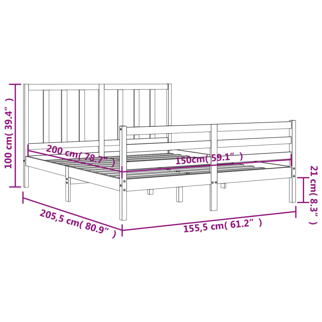 8720845990312_g_en_hd_10 vidaXL Bed Frame without Mattress 150x200 cm Solid Wood Pine - Image 12