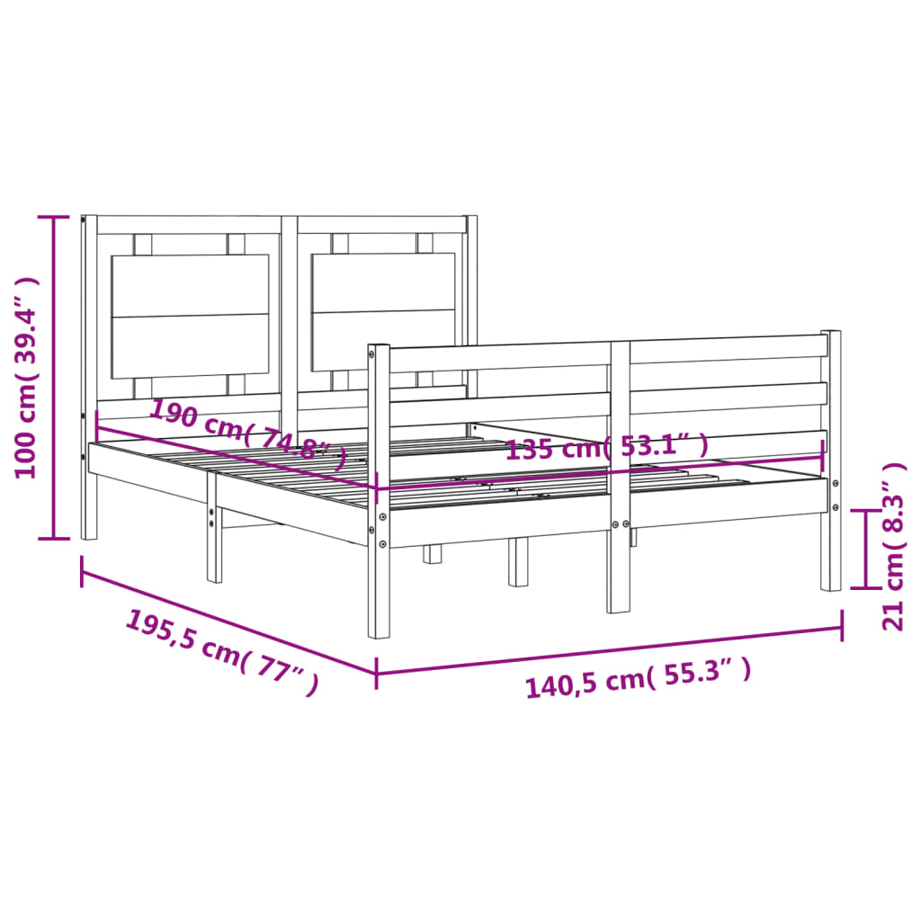 8720845991975_g_en_hd_10 vidaXL Bed Frame without Mattress White 135x190 cm Solid Wood - Image 12