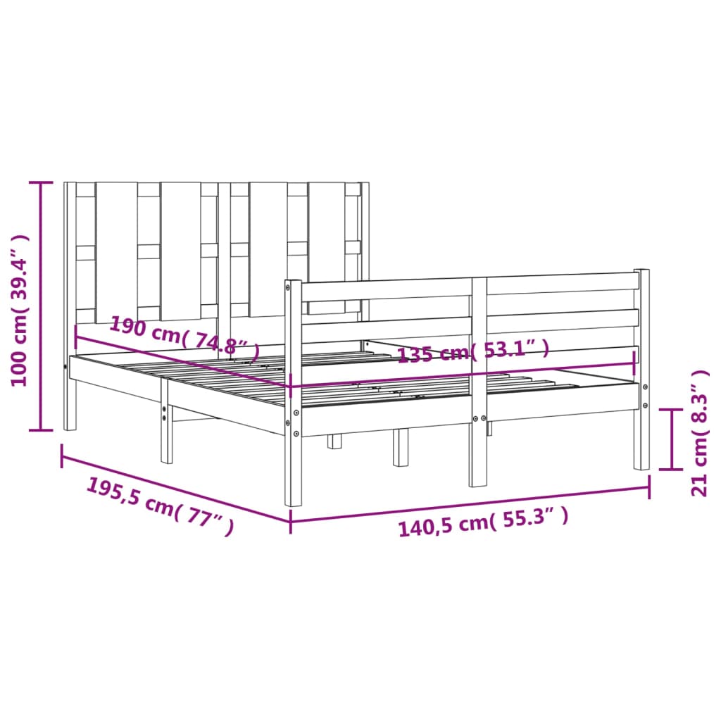 8720845992620_g_en_hd_10 vidaXL Bed Frame without Mattress White 135x190 cm Solid Wood - Image 12