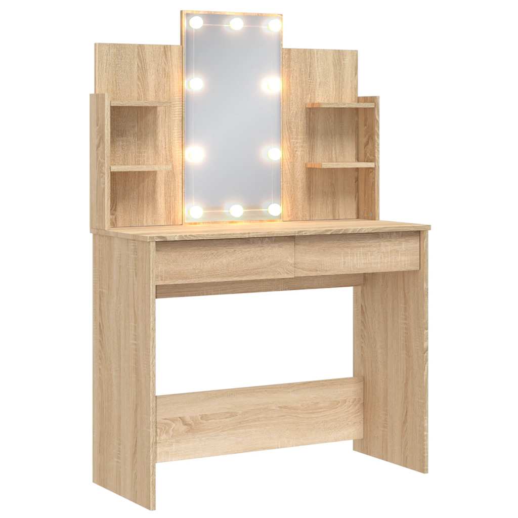 8721012045170_a_en_hd_1 vidaXL Dressing Table with LED Lights Sonoma Oak 96x40x142 cm - Image 2