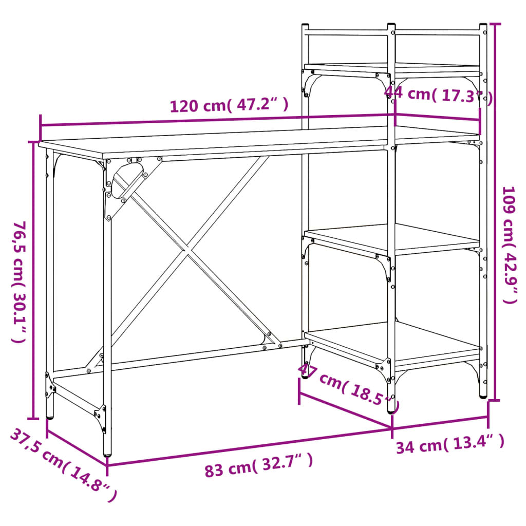 8721012045477_g_en_hd_7 vidaXL Computer Desk with Shelves Black 120x47x109 cm - Image 10