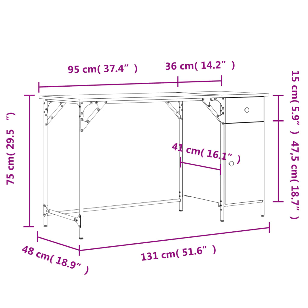 8721012045521_g_en_hd_10 vidaXL Computer Desk Black 131x48x75 cm Engineered Wood - Image 13