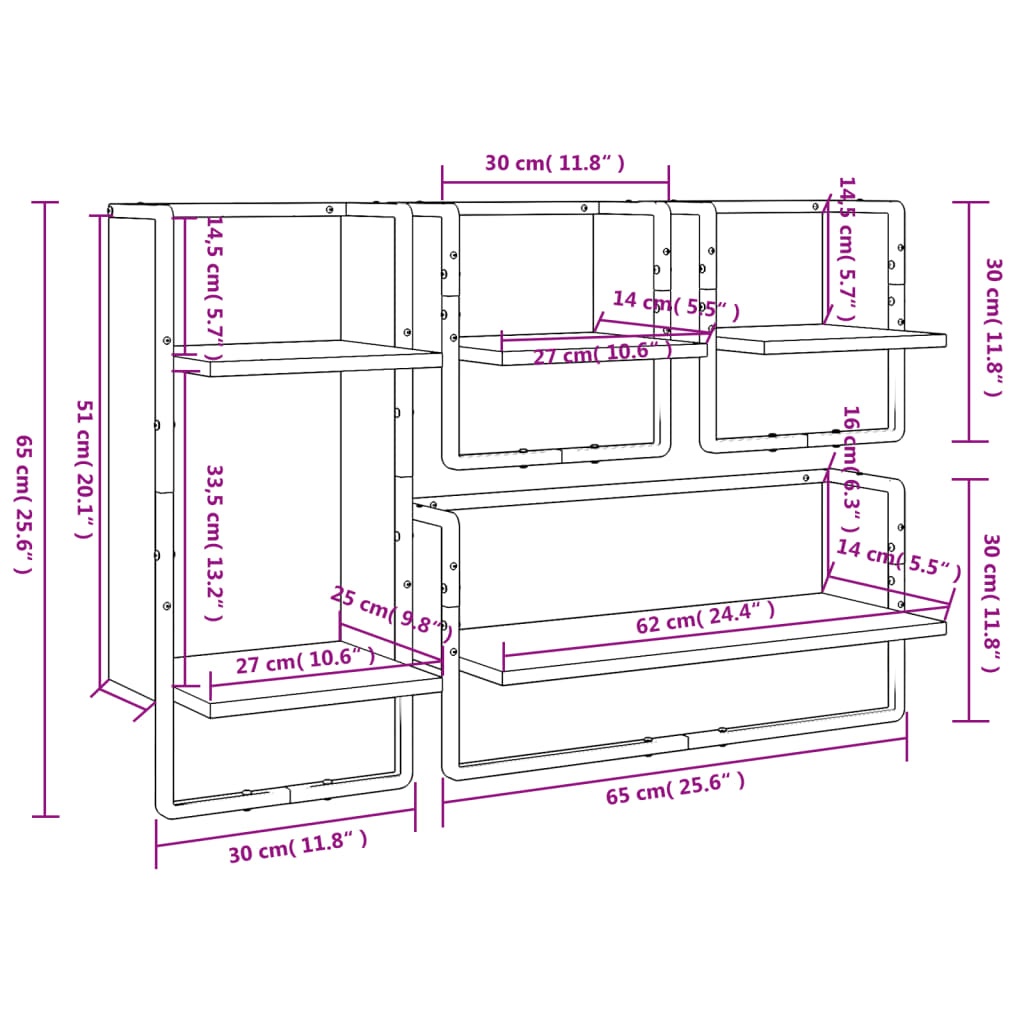 8721012046429_g_en_hd_10 vidaXL 4 Piece Wall Shelf Set with Bars Black Engineered Wood - Image 12