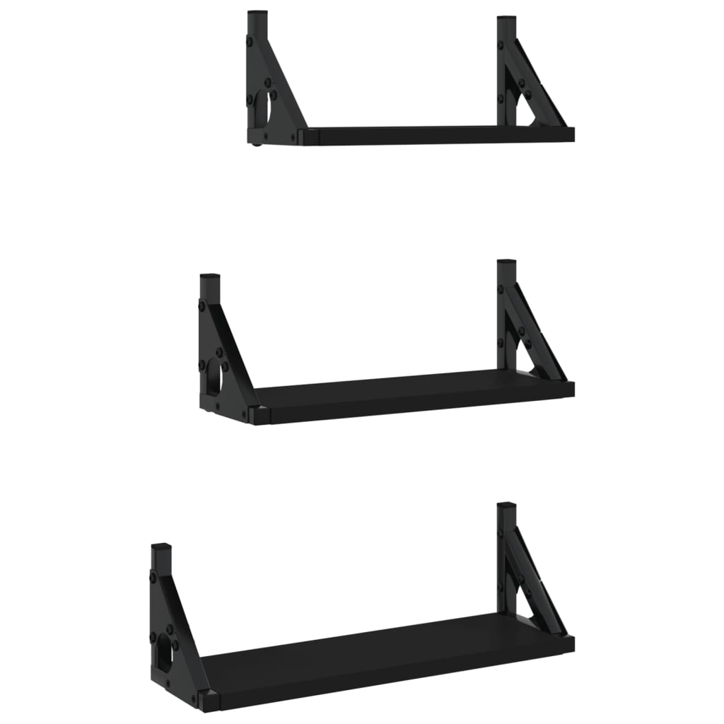 8721012046528_a_en_hd_1 vidaXL 3 Piece Wall Shelf Set Black Engineered Wood - Image 2
