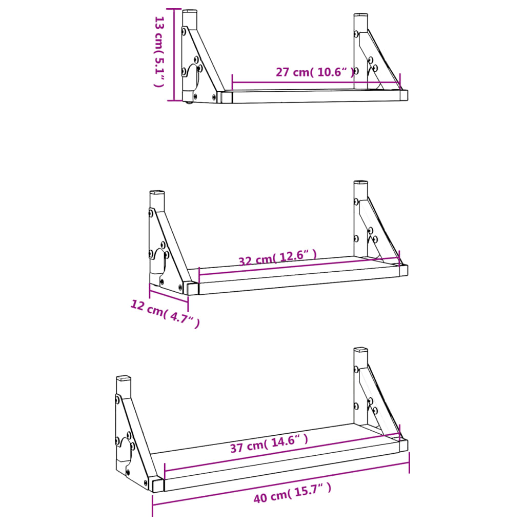 8721012046528_g_en_hd_7 vidaXL 3 Piece Wall Shelf Set Black Engineered Wood - Image 9