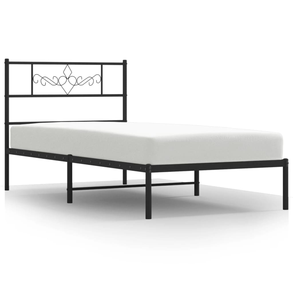 8721012047204_a_en_hd_1 vidaXL Metal Bed Frame without Mattress with Headboard Black 107x203 cm King Single - Image 2