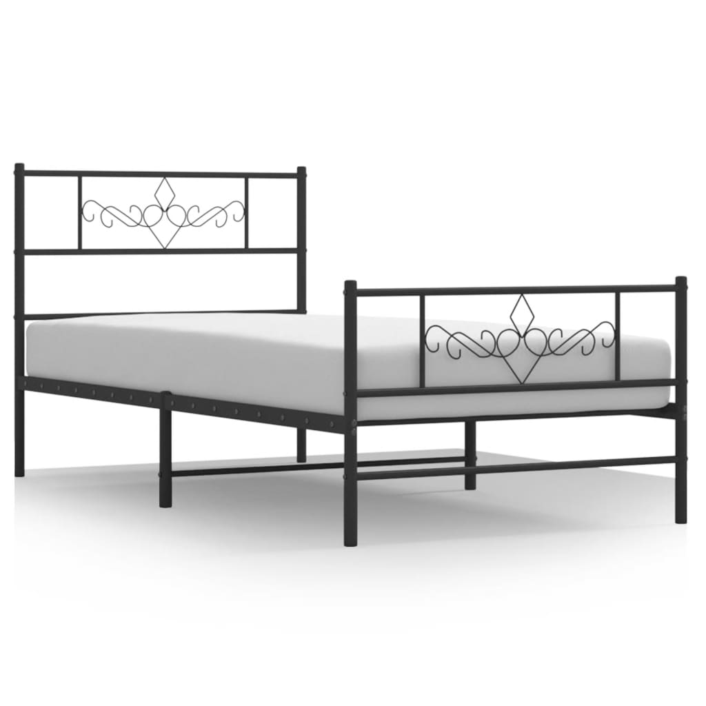 8721012047389_a_en_hd_1 vidaXL Metal Bed Frame without Mattress with Footboard Black 107x203 cm King Single - Image 2