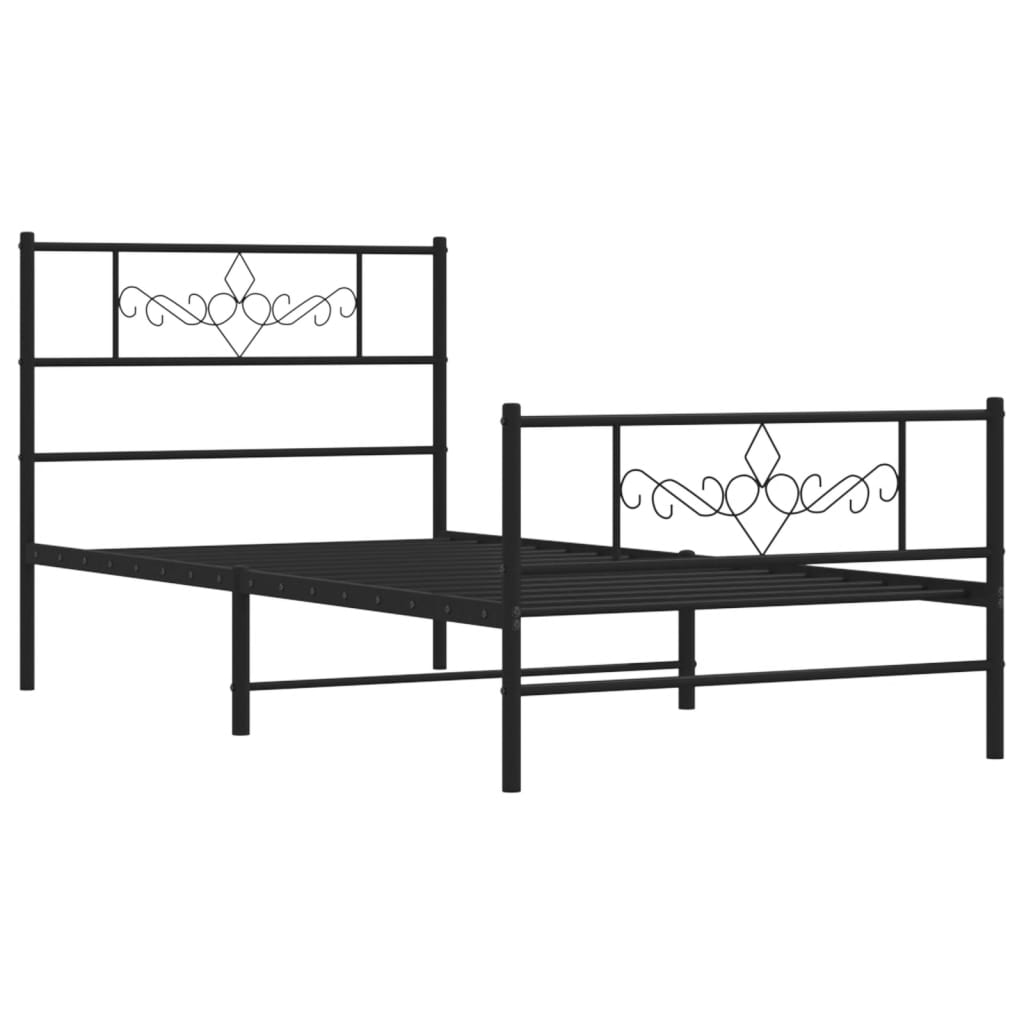 8721012047389_g_en_hd_1 vidaXL Metal Bed Frame without Mattress with Footboard Black 107x203 cm King Single - Image 3