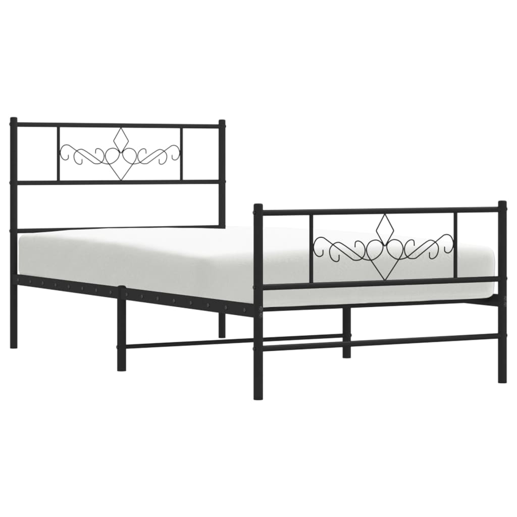 8721012047389_g_en_hd_2 vidaXL Metal Bed Frame without Mattress with Footboard Black 107x203 cm King Single - Image 4