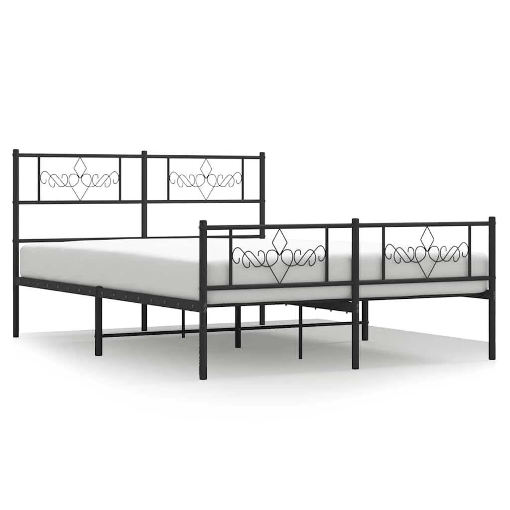 8721012047419_a_en_hd_1 vidaXL Metal Bed Frame without Mattress with Footboard Black 135x190 cm - Image 2