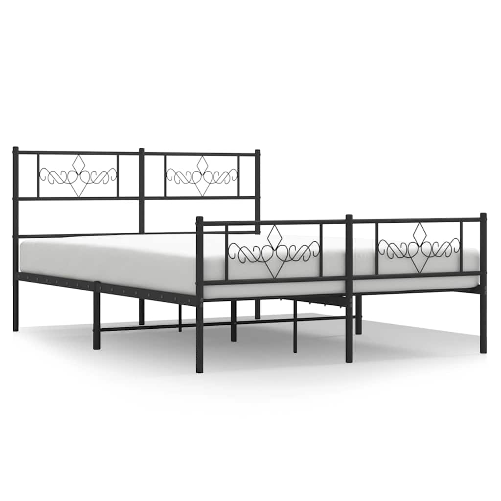 8721012047440_a_en_hd_1 vidaXL Metal Bed Frame without Mattress with Footboard Black 150x200 cm - Image 2