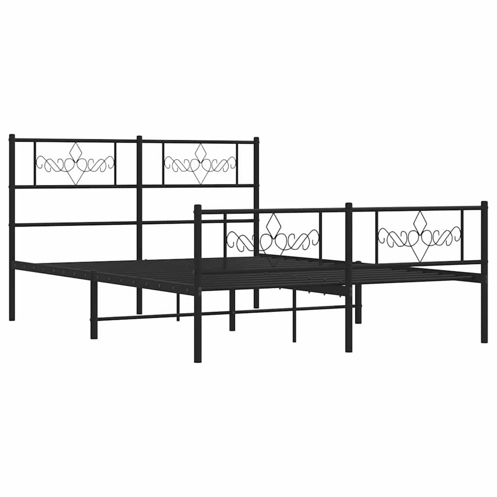 8721012047440_g_en_hd_1 vidaXL Metal Bed Frame without Mattress with Footboard Black 150x200 cm - Image 3