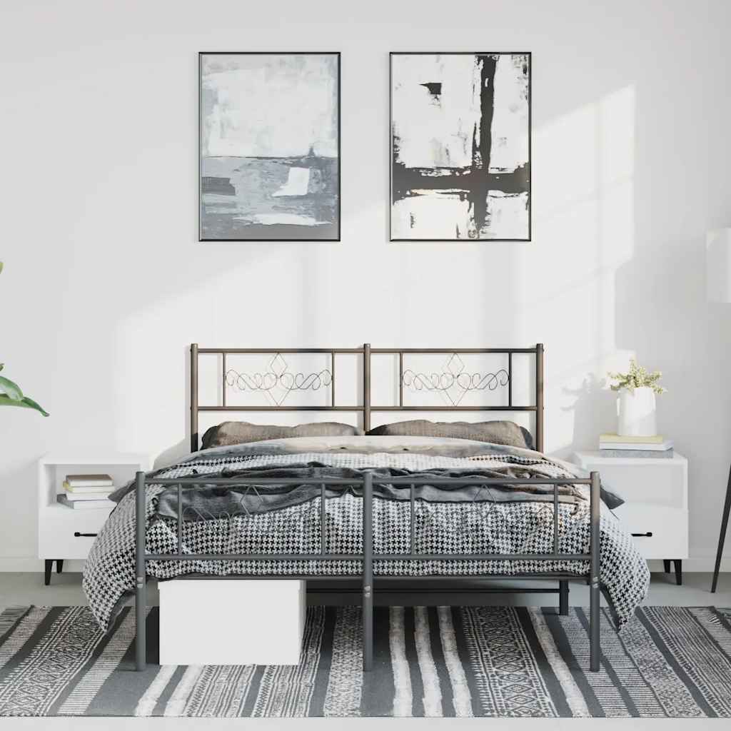 8721012047440_g_en_hd_2 vidaXL Metal Bed Frame without Mattress with Footboard Black 150x200 cm - Image 4