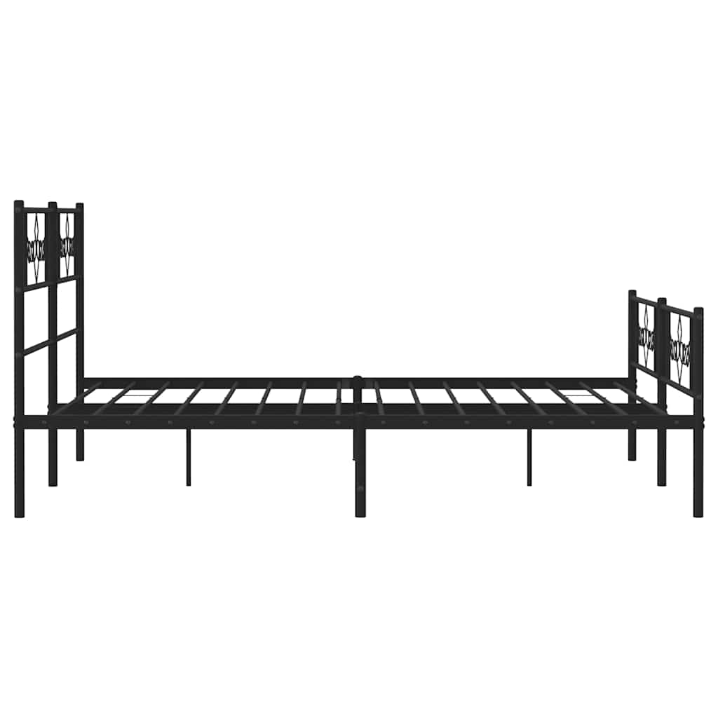 8721012047440_g_en_hd_5 vidaXL Metal Bed Frame without Mattress with Footboard Black 150x200 cm - Image 7
