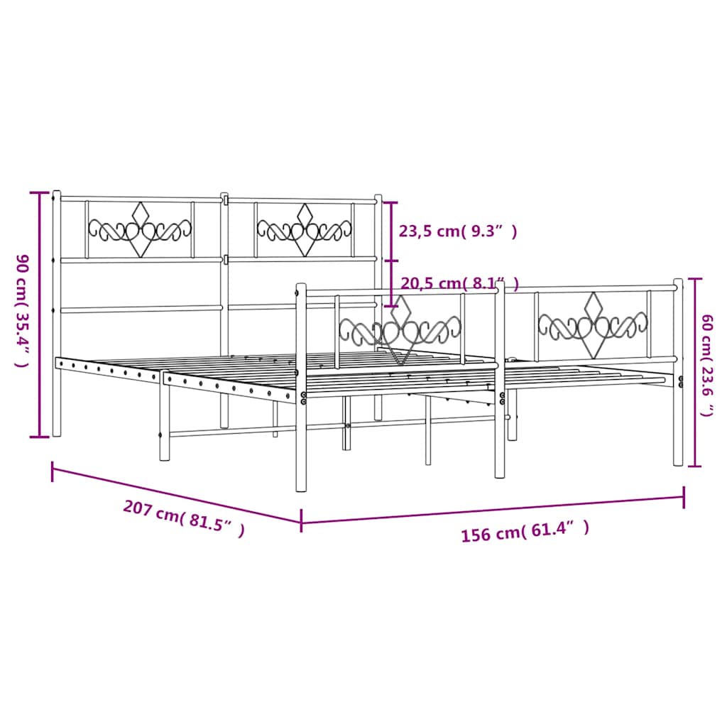 8721012047440_g_en_hd_8 vidaXL Metal Bed Frame without Mattress with Footboard Black 150x200 cm - Image 10