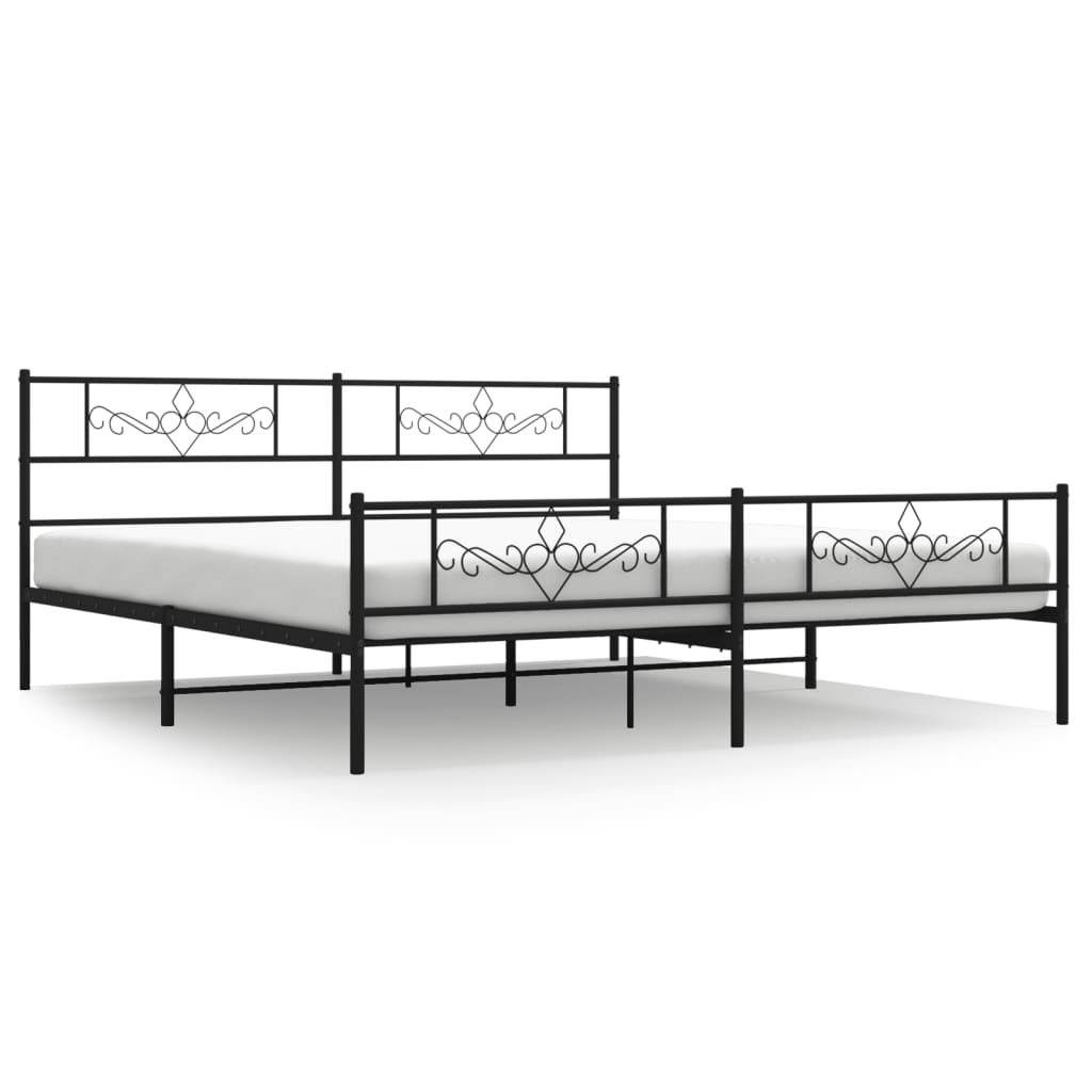 8721012047464_a_en_hd_1 vidaXL Metal Bed Frame without Mattress with Footboard Black 183x203 cm King - Image 2