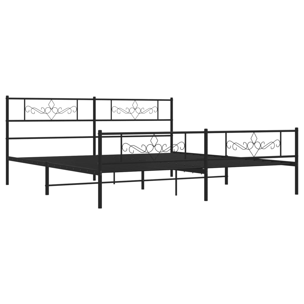 8721012047464_g_en_hd_1 vidaXL Metal Bed Frame without Mattress with Footboard Black 183x203 cm King - Image 3