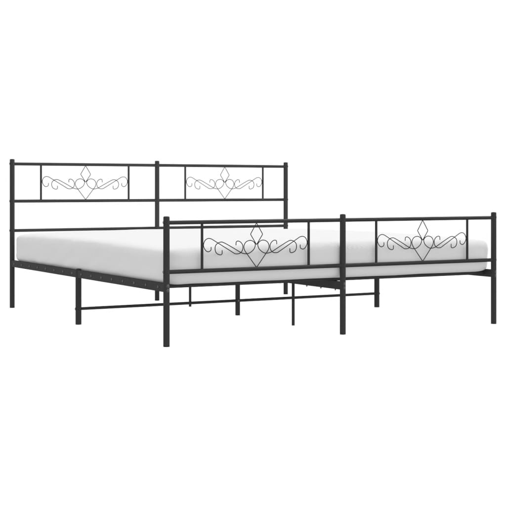 8721012047464_g_en_hd_2 vidaXL Metal Bed Frame without Mattress with Footboard Black 183x203 cm King - Image 4