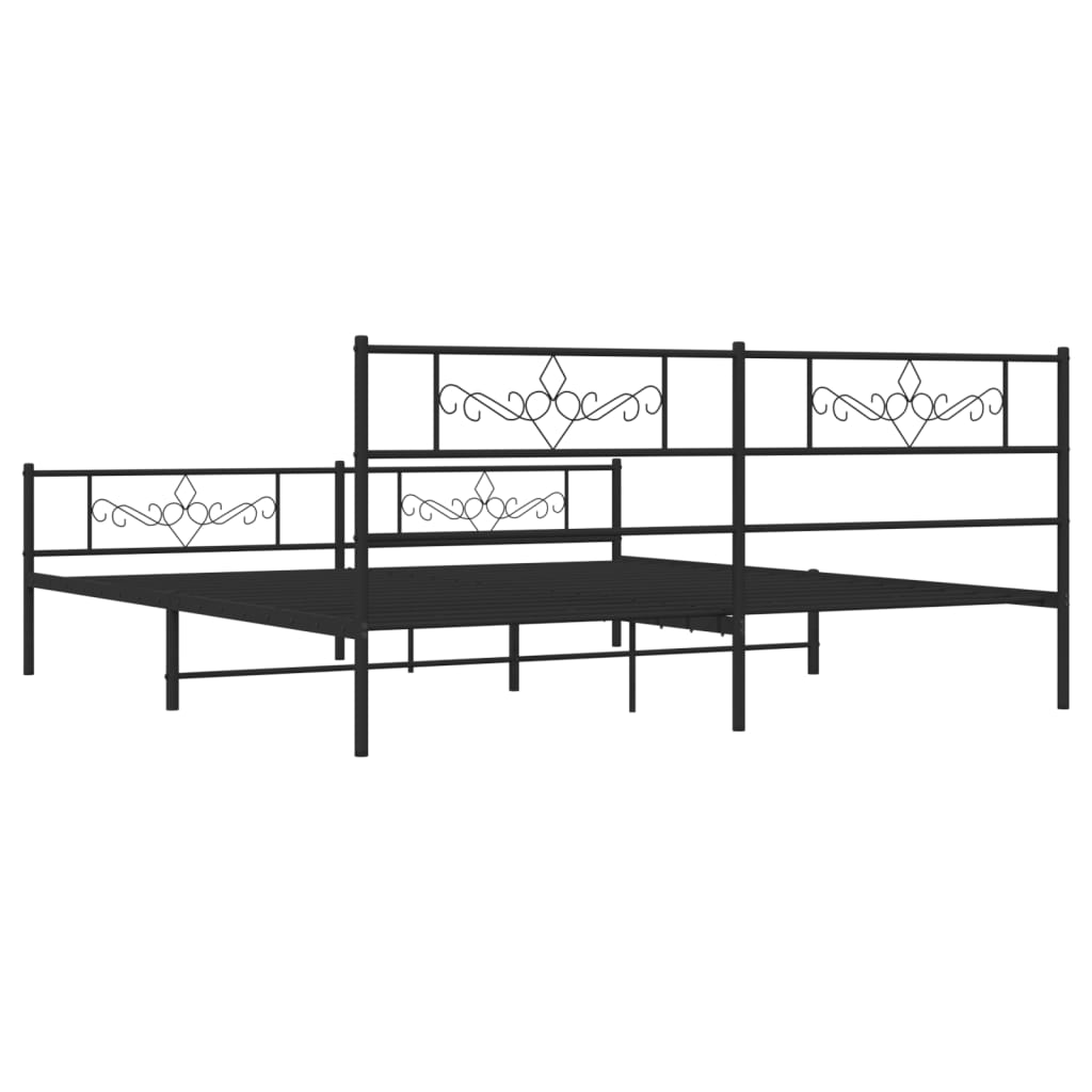 8721012047464_g_en_hd_5 vidaXL Metal Bed Frame without Mattress with Footboard Black 183x203 cm King - Image 7