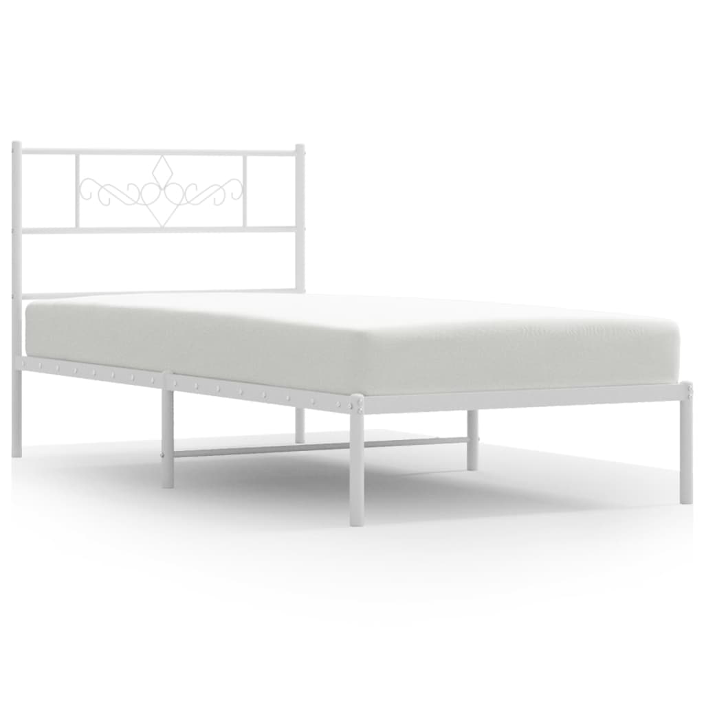 8721012047693_a_en_hd_1 vidaXL Metal Bed Frame without Mattress with Headboard White 107x203 cm King Single - Image 2