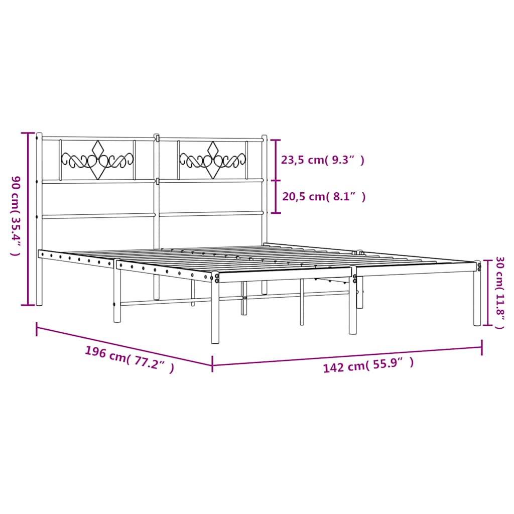 8721012047723_g_en_hd_8 vidaXL Metal Bed Frame without Mattress with Headboard White 135x190 cm - Image 10