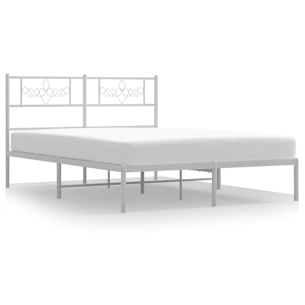 8721012047754_a_en_hd_1 vidaXL Metal Bed Frame without Mattress with Headboard White 150x200 cm - Image 2
