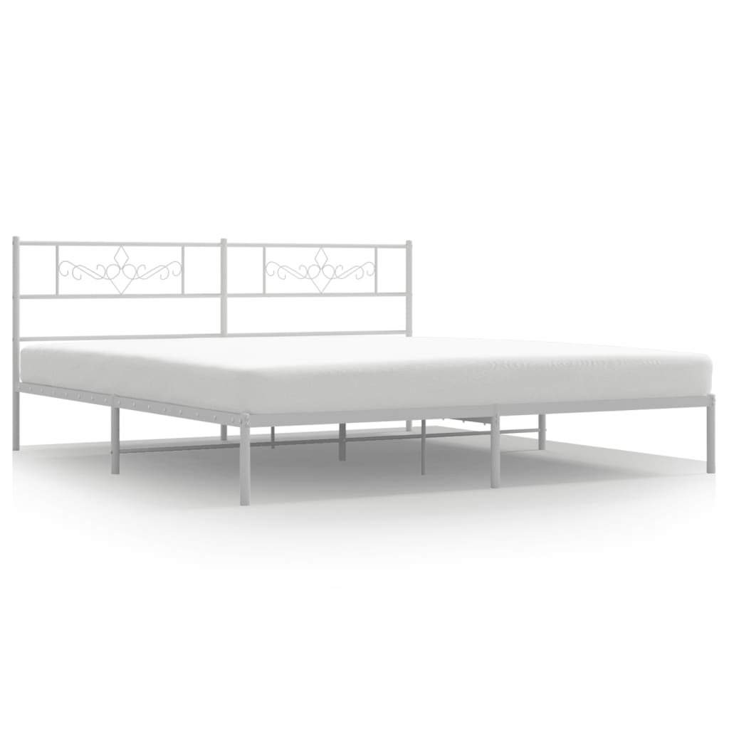 8721012047778_a_en_hd_1 vidaXL Metal Bed Frame without Mattress with Headboard White 183x203 cm King - Image 2