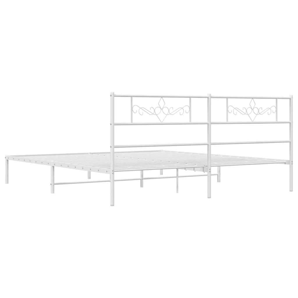 8721012047778_g_en_hd_5 vidaXL Metal Bed Frame without Mattress with Headboard White 183x203 cm King - Image 7