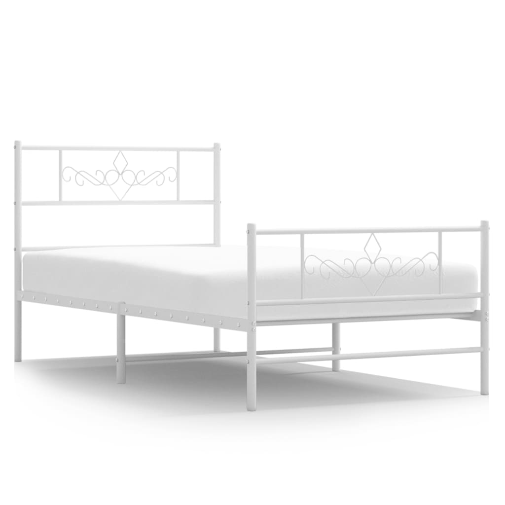 8721012047877_a_en_hd_1 vidaXL Metal Bed Frame without Mattress with Footboard White 107x203 cm King Single - Image 2