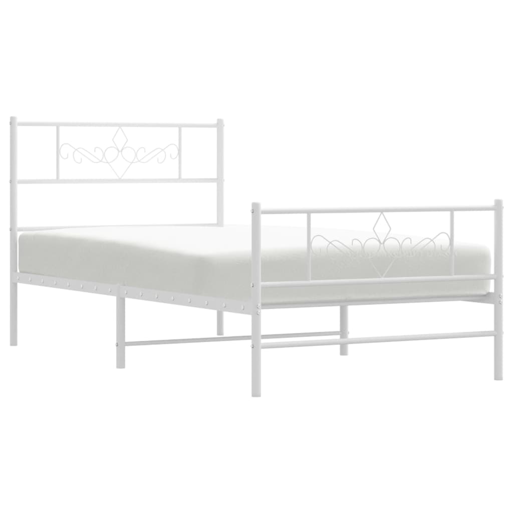 8721012047877_g_en_hd_2 vidaXL Metal Bed Frame without Mattress with Footboard White 107x203 cm King Single - Image 4